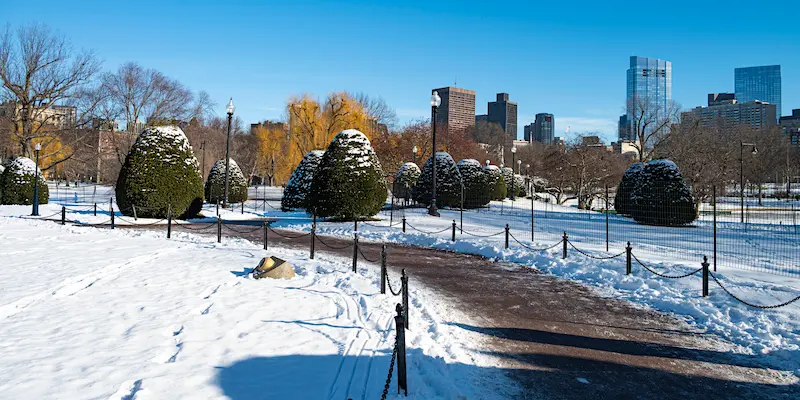 Boston Common in Winter Romantic Winter scene at Faneuil Hall in Boston