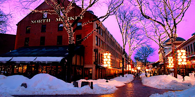 Faneuil Hall in Winter Romantic Winter scene at Faneuil Hall in Boston